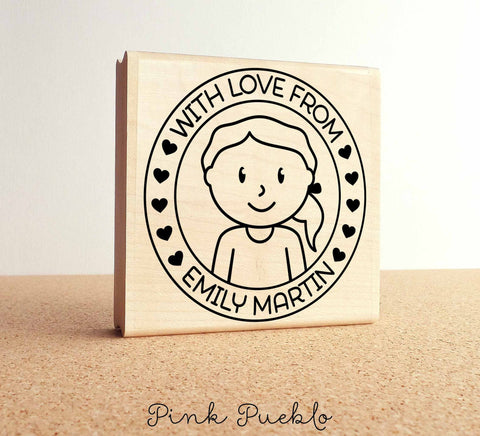 Large Personalized Girl Rubber Stamp, Custom Childrens Name - PinkPueblo
