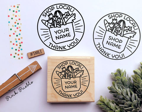 Personalized Shop Local Stamp, Shop Locally Stamp, Shop Small Stamp for Small Business - PinkPueblo