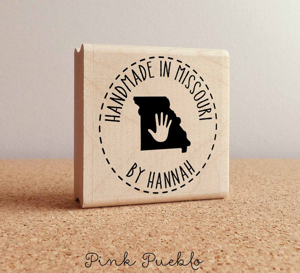 Personalized Handmade in Your State Stamp - Customize Text and State - PinkPueblo