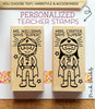 Superhero Teacher Rubber Stamp, Custom Teacher Stamp, Personalized Teacher Gift - Choose Hairstyle and Accessories - PinkPueblo