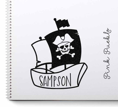 Large Personalized Pirate Name Rubber Stamp - PinkPueblo
