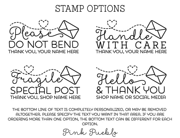 Personalized Mailing Stamps, Do Not Bend Stamp, Handle with Care Stamp,  Fragile Stamp, Thank You Stamp