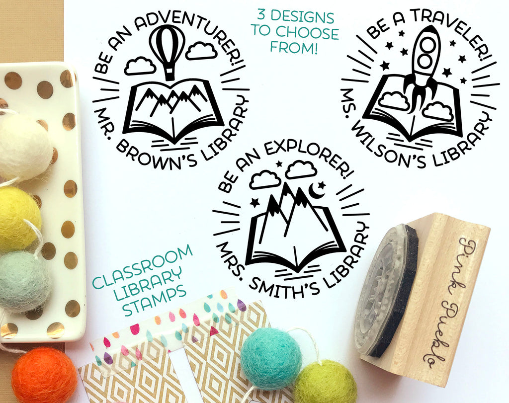  Personalized Library Book Stamp with Tree Theme