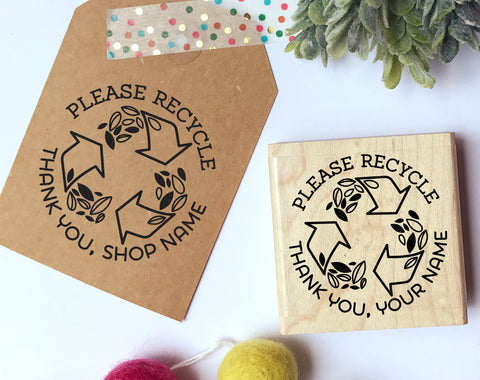Personalized Please Recycle Stamp, Recycle Stamp for Packaging, Shipping and Mailing - PinkPueblo