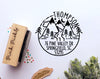 Address Stamp with Mountains and a River, Personalized Rustic Return Address Stamp - PinkPueblo