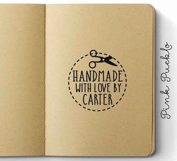 Personalized Handmade with Love Rubber Stamp - PinkPueblo
