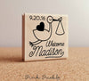 Personalized Birth Announcement Rubber Stamp, Birth Announcement Stamp with Stork - PinkPueblo