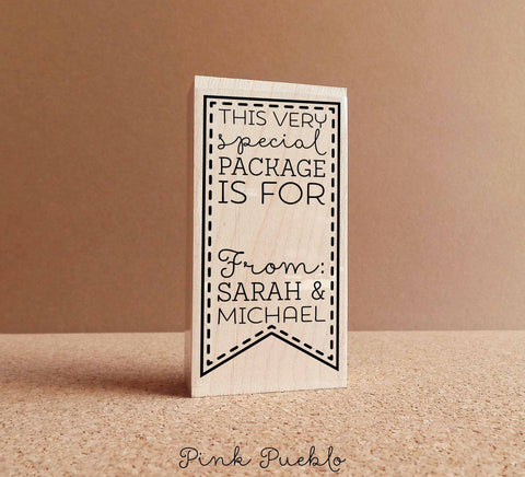 Personalized Gift Tag Rubber Stamp, Custom Product Label Stamp - PinkPueblo