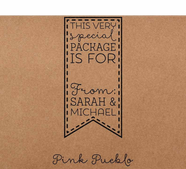 Personalized Gift Tag Rubber Stamp, Custom Product Label Stamp - PinkPueblo