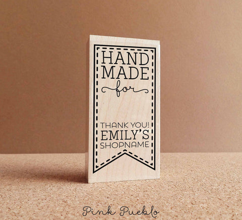 Personalized Handmade For Gift Tag Stamp, Custom Product Label Stamp - PinkPueblo