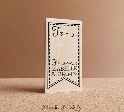 Personalized To From Gift Tag Stamp, Custom Product Label Stamp - PinkPueblo