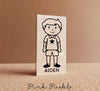 Personalized Children's Rubber Stamp - Boy - Choose Hair, Clothing and Name - PinkPueblo
