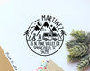 Self Inking Return Address Stamp with Camper Van and Mountains, Outdoors Round Self Inking Return Address Stamp - PinkPueblo
