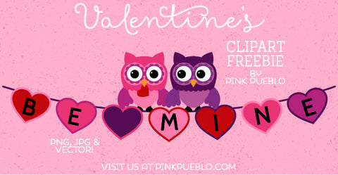Valentine's Day Freebie - Owls and Bunting Clipart and Vectors - PinkPueblo