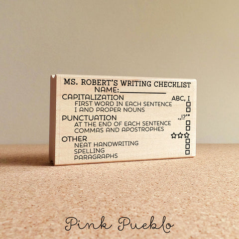 Personalized Teacher Stamp, Writing Checklist Stamp, Teacher Appreciation Gift - PinkPueblo